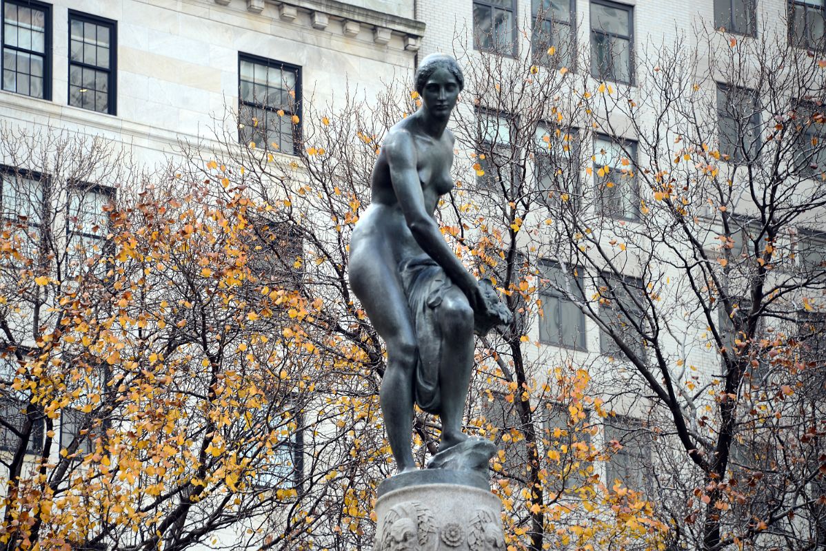 New York City Fifth Avenue 768 02 Outside The Plaza Hotel Abundance or Pomona in the Pulitzer Fountain By Karl Bitter